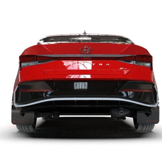 Rally Armor MF120-UR-BLK-RD - RALMF120-UR-BLK-RD - Rally Armor 2024-25 Hyundai Elantra N/N Line Black Mud Flap w/Red Logo - Shipped in Europe - Tuningsupply.com