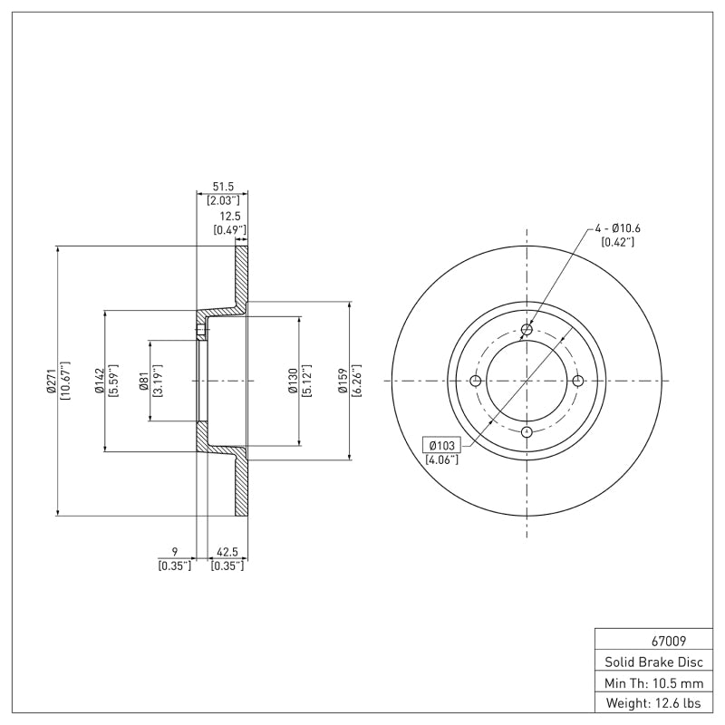 DFC 600-67009 - DFC600-67009 - DFC 70-73 Nissan 240Z Front Brake Rotor - Shipped in Europe - Tuningsupply.com