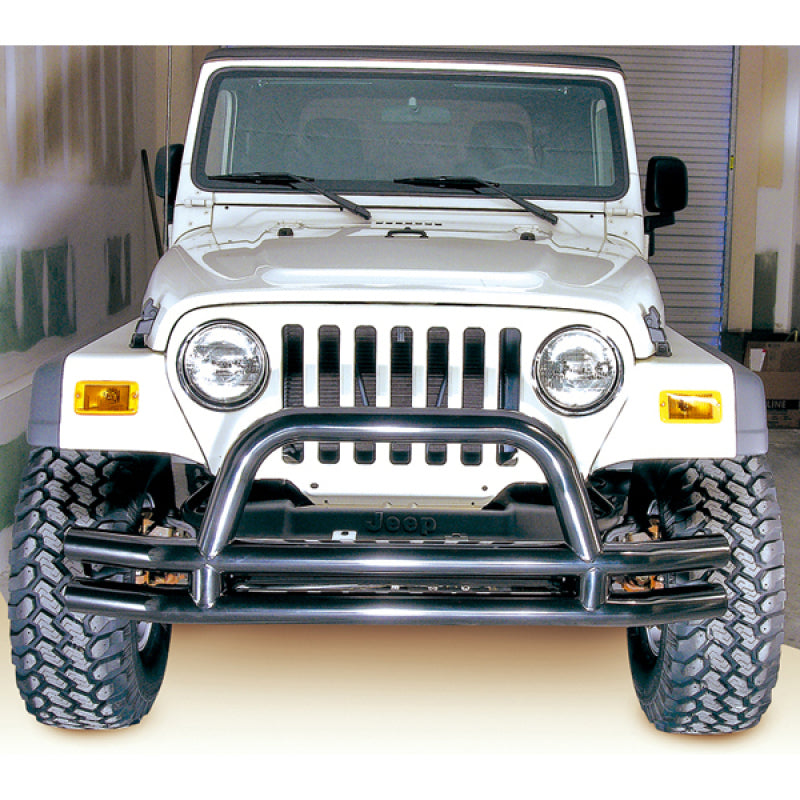 Rugged Ridge 11560.01 - RUG11560.01 - Rugged Ridge 3-In Dbl Tube Front Bumper w/ Hoop 76-06 CJ / Jeep Wrangler - Shipped in Europe - Tuningsupply.com