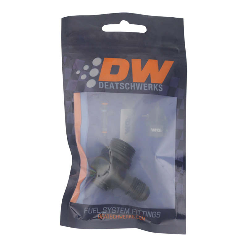 DeatschWerks 6-02-0419-B - DWK6-02-0419-B - DeatschWerks 8AN ORB Male to 6AN Male Flare Low Profile 90-Degree Swivel - Anodized Matte Black - Shipped in Europe - Tuningsupply.com