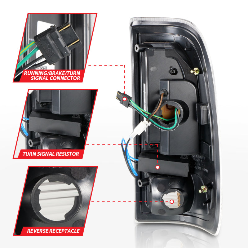 ANZO 311378 - ANZ311378 - ANZO 1997-2003 Ford F-150 LED Tail Lights w/ Light Bar Black Housing Smoke Lens - Shipped in Europe - Tuningsupply.com