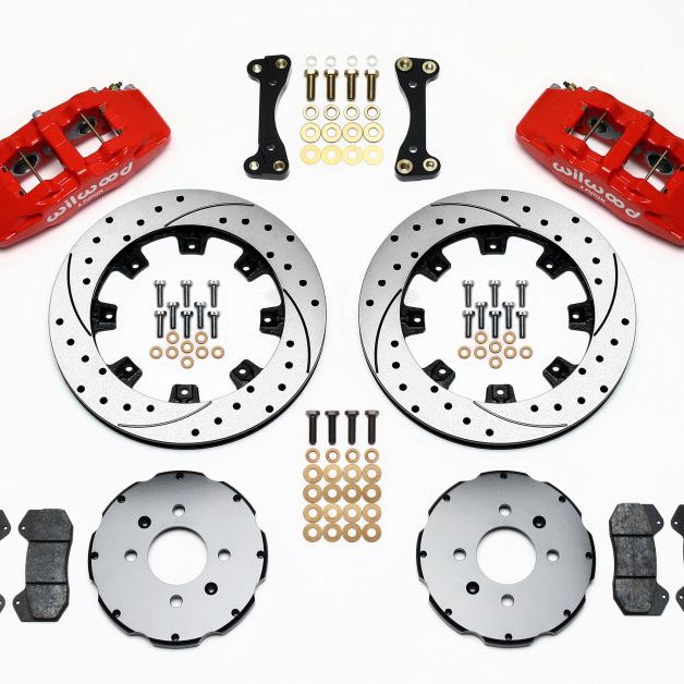 Wilwood 140-10736-DR - WIL140-10736-DR - Wilwood Dynapro 6 Front Hat Kit 12.19in Drilled Red 90-99 Civic w/240 mm Disc - Shipped in Europe - Tuningsupply.com