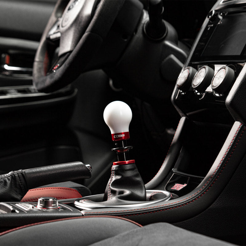 COBB - COBB213360-W - Cobb Subaru 6-Speed Weighted COBB Shift Knob - White (Incl. Both Red + Blk Collars) - Shipped in Europe - Tuningsupply.com