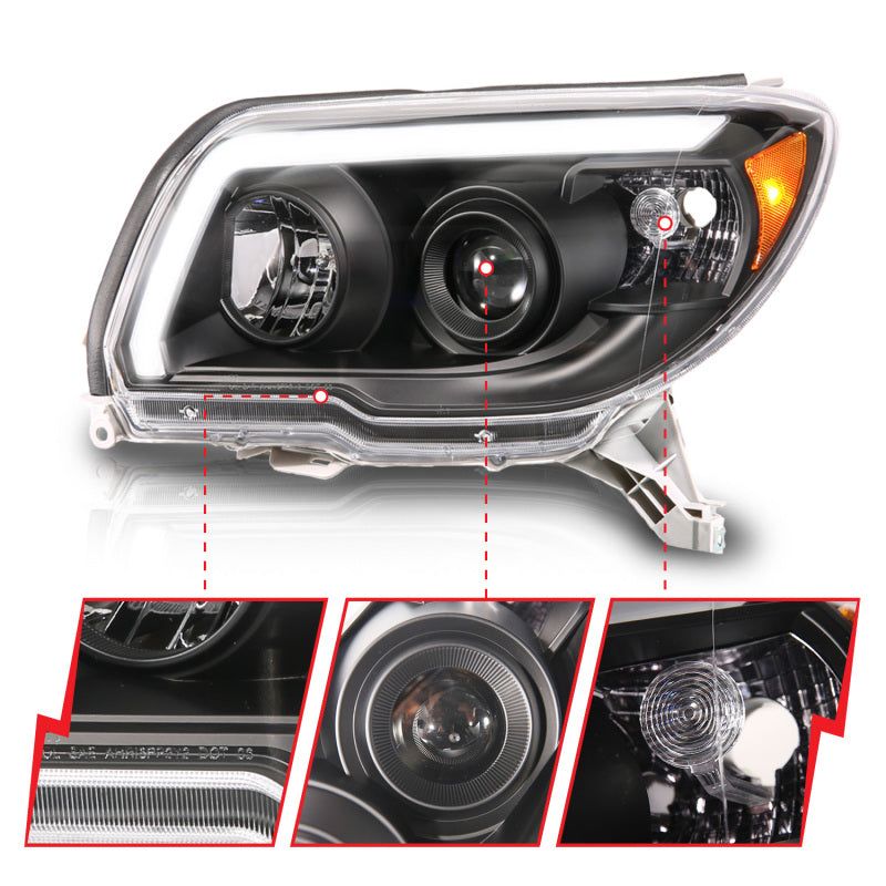 ANZO 111616 - ANZ111616 - ANZO 06-09 Toyota 4 Runner Projector Headlights Plank Style - Black - Shipped in Europe - Tuningsupply.com