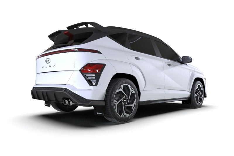Rally Armor MF103-UR-BLK-WH - RALMF103-UR-BLK-WH - Rally Armor 24-25 Hyundai Kona N Line Black UR Mud Flap - White Logo - Shipped in Europe - Tuningsupply.com