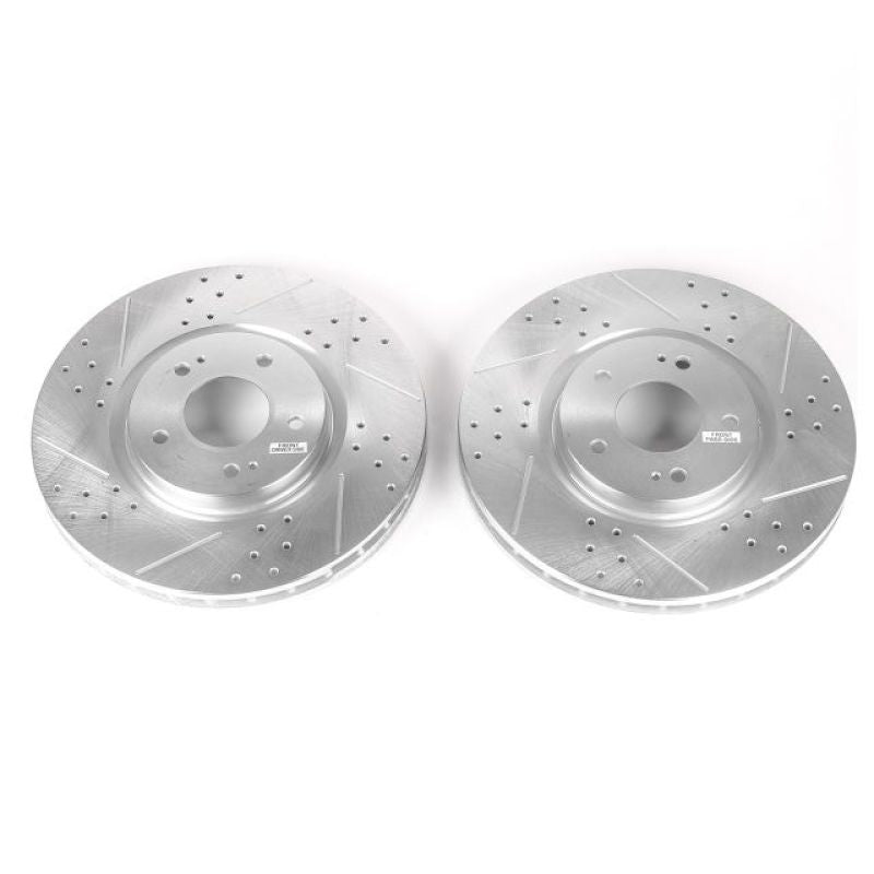 PowerStop JBR1109XPR - PSBJBR1109XPR - Power Stop 03-06 Mitsubishi Lancer Front Evolution Drilled & Slotted Rotors - Pair - Shipped in Europe - Tuningsupply.com