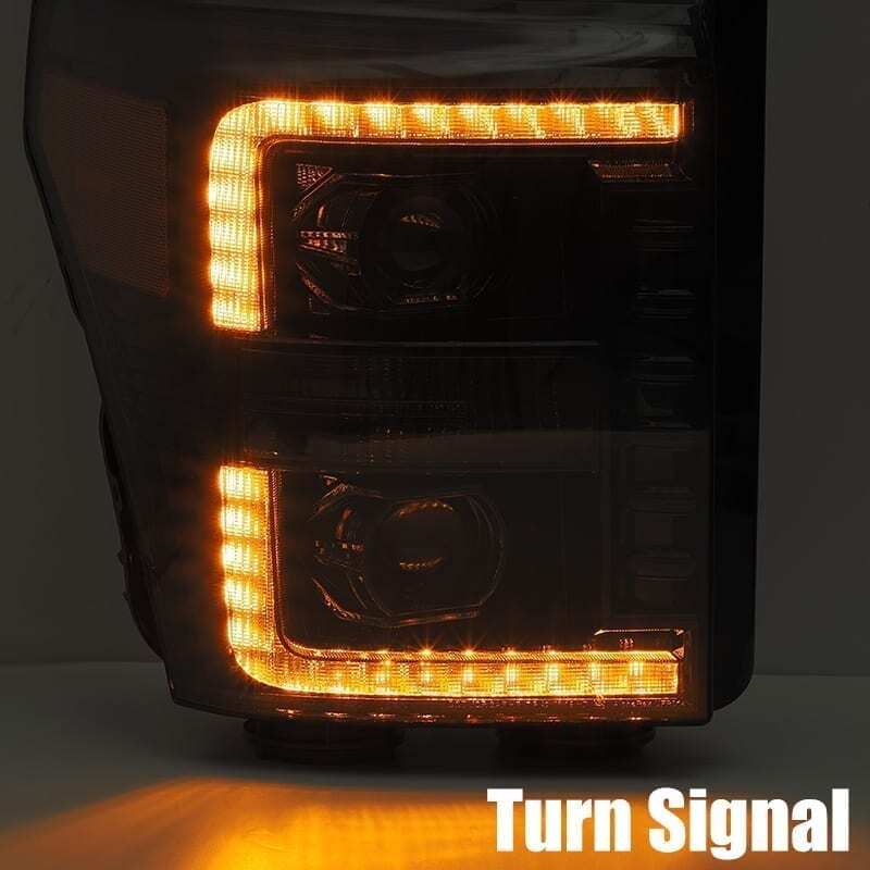 AlphaRex 880145 - ARX880145 - AlphaRex 11-16 Ford F-350 SD LUXX LED Proj Headlights Plank Style Chrm w/Activ Light/Seq Signal/DRL - Shipped in Europe - Tuningsupply.com