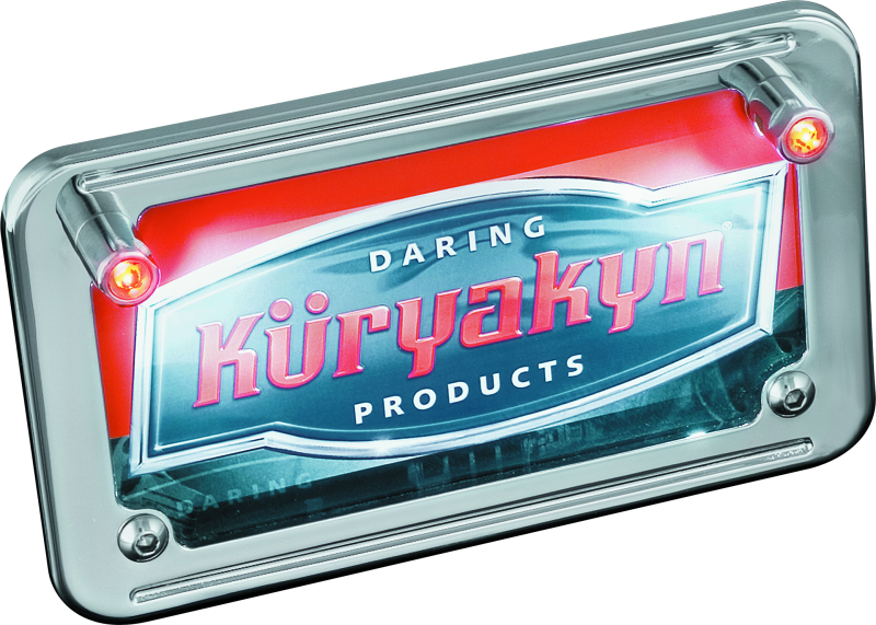 Kuryakyn 9398 - KUR9398 - Kuryakyn LED License Plate Light With Red Accent Light Universal Chrome - Shipped in Europe - Tuningsupply.com