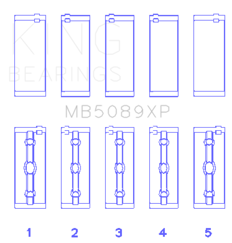 King Engine Bearings GMB5089XP - KINGMB5089XP - King Engine Bearings Toyota 1RZ/2RZ/3RZ Crankshaft Main Bearing Set (Set of 5) - Shipped in Europe - Tuningsupply.com