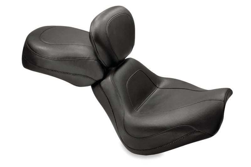 Mustang Motorcycle 79158 - MMP79158 - Mustang 00-07 Harley Softail Deuce Sport Touring Solo Seat w/Driver Backrest - Black - Shipped in Europe - Tuningsupply.com