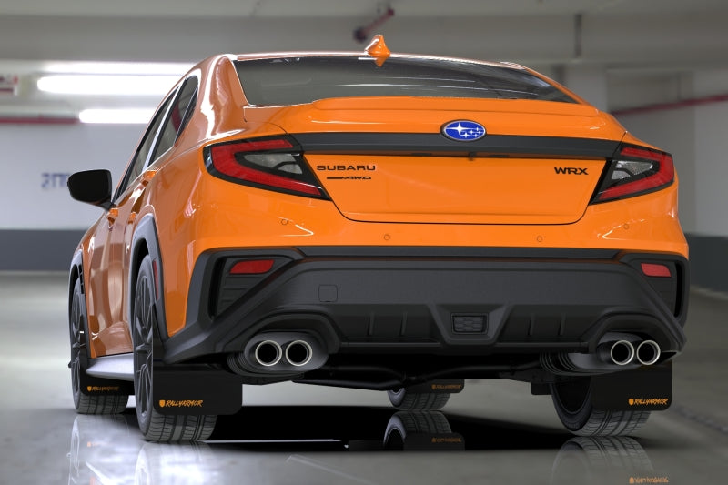 Rally Armor MF92-UR-BLK/OR-X - RALMF92-UR-BLK/OR-X - Rally Armor 22-25 Subaru WRX Black UR Mud Flap Altered Font Orange Logo - Shipped in Europe - Tuningsupply.com