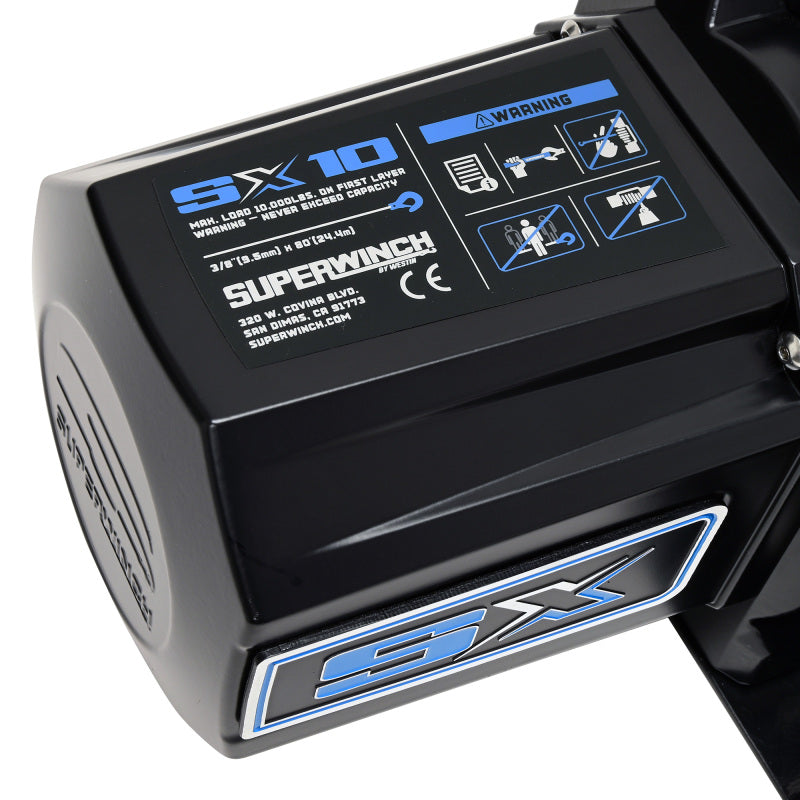 Superwinch 1710204 - SUW1710204 - Superwinch 10000 LBS 12V DC 3/8in x 80ft Synthetic Rope SX10SR Winch - Semi Gloss Black - Shipped in Europe - Tuningsupply.com