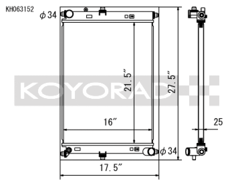 Koyo KH063152 - KOYKH063152 - Koyo 2016 Mazda MX-5 Miata 2.0L I4 (MT) Aluminum Radiator - Shipped in Europe - Tuningsupply.com