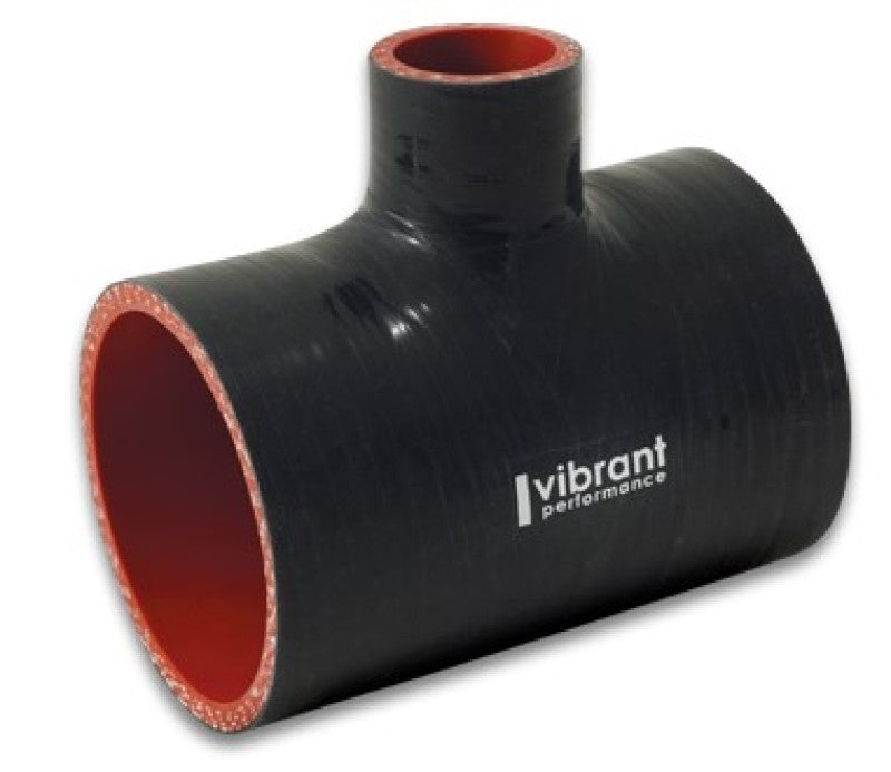 Vibrant 19687 - VIB19687 - Vibrant 4 Ply Reinforced Silicone T Adapter - 2in Outlet ID x 4in OAL x 1in Branch ID (BLACK) - Shipped in Europe - Tuningsupply.com