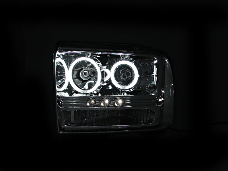 ANZO 111118 - ANZ111118 - ANZO 2005-2007 Ford Excursion Projector Headlights w/ Halo Chrome w/ LED Strip (CCFL) 1pc - Shipped in Europe - Tuningsupply.com