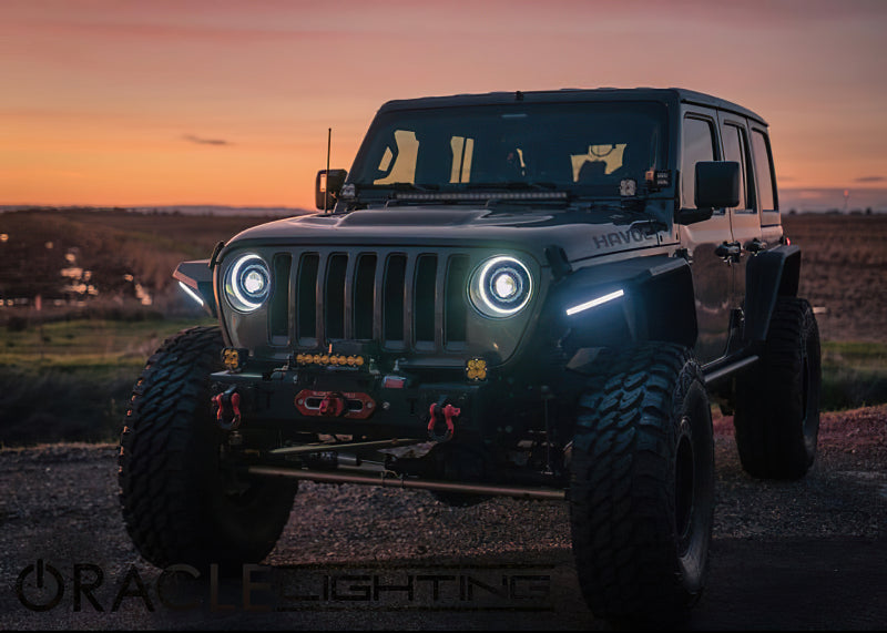 ORACLE Lighting 5839-504-PSC - ORL5839-504-PSC - Oracle Oculus Bi-LED Projector Headlights for Jeep JL/Gladiator JT Satin Silver 5500K - Shipped in Europe - Tuningsupply.com