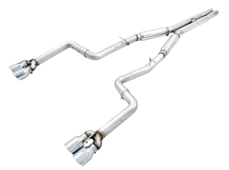 AWE Tuning 3015-42136 - AWE3015-42136 - AWE Tuning 2015+ Dodge Challenger 6.4L/6.2L SC Track Edition Exhaust - Quad Chrome Silver Tips - Shipped in Europe - Tuningsupply.com