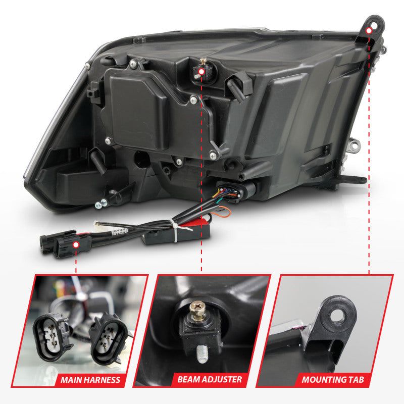 ANZO 111609 - ANZ111609 - ANZO 09-18 Dodge Ram 1500/2500/3500 LED Plank Style Headlights Switchback + Sequential - Matte Black - Shipped in Europe - Tuningsupply.com