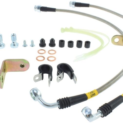 Stoptech 950.61003 - STO950.61003 - StopTech 05-08 Mustang V6 w/ABS / Mustang GT V8 / 07-09 GT500 Stainless Steel Front Brake Lines - Shipped in Europe - Tuningsupply.com