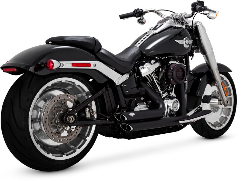 Vance and Hines 47335-22 - VAH47335-22 - Vance & Hines 18-22 Harley Softail Wide Tire Shortshots Staggered Exhaust System - Black - Shipped in Europe - Tuningsupply.com
