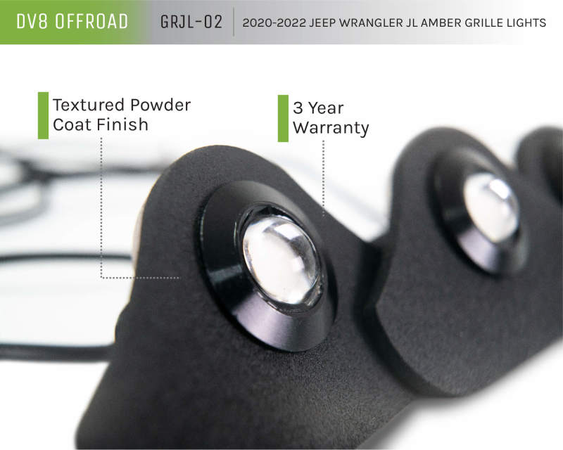 DV8 Offroad GRJL-02 - DVEGRJL-02 - DV8 Offroad 2018+ Jeep JL Grill Amber Marker Lights - Shipped in Europe - Tuningsupply.com