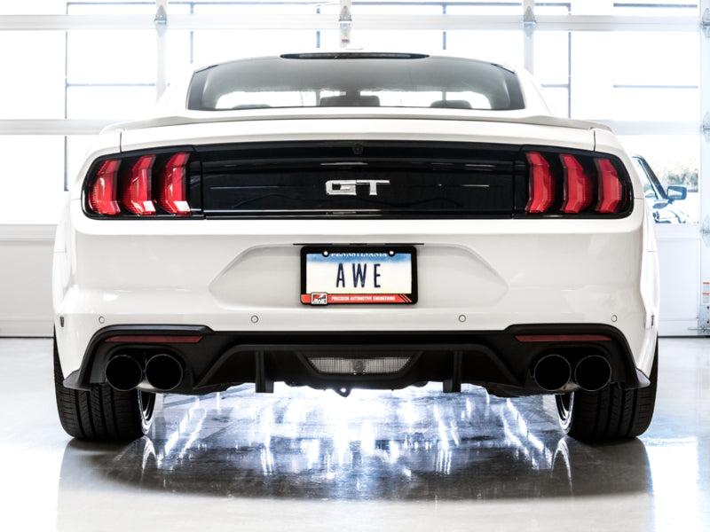 AWE Tuning 3015-43106 - AWE3015-43106 - AWE Tuning 2018+ Ford Mustang GT (S550) Cat-back Exhaust - Touring Edition (Quad Diamond Black Tips) - Shipped in Europe - Tuningsupply.com