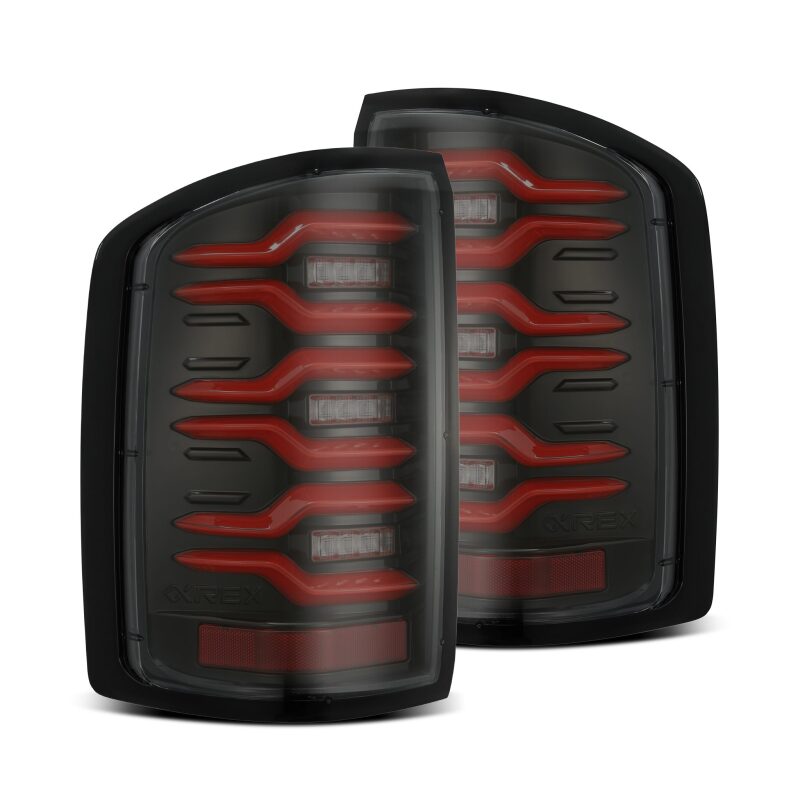 AlphaRex 630050 - ARX630050 - AlphaRex 14-18 GMC Sierra 1500/2500HD/3500HD LUXX-Series LED Tail Lights Blk/Red w/Actv Lgt Seq. Sig - Shipped in Europe - Tuningsupply.com