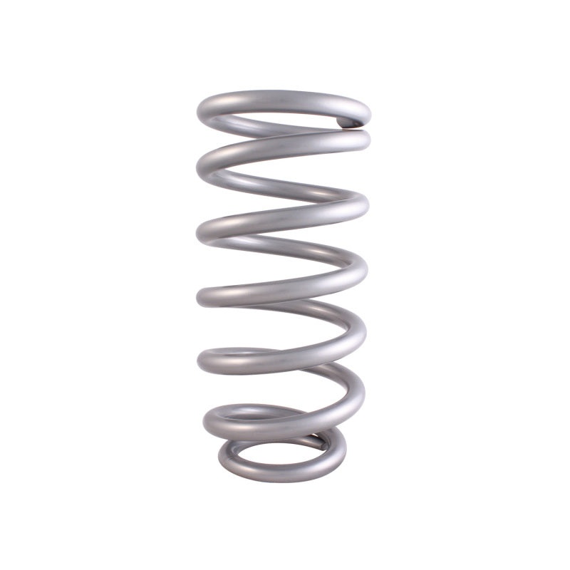 QA1 10HTSP500 - QAP10HTSP500 - QA1 3-1/2in ID Tapered High Travel Pigtail Spring - 10in Length x 500lbs/in - Silver Powder Coated - Shipped in Europe - Tuningsupply.com