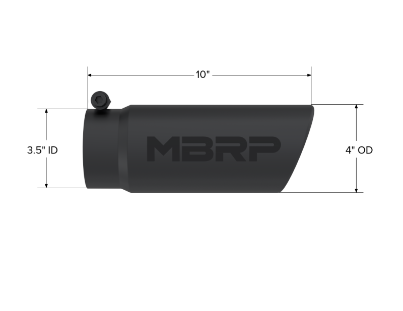 MBRP PT5112BLK - MBRPT5112BLK - MBRP Universal Tip 4 O.D. Angled Rolled End 3.5 inlet 10 length- Black Finish - Shipped in Europe - Tuningsupply.com