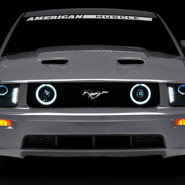 Raxiom 49128 - RAX49128 - Raxiom 05-09 Ford Mustang w/ Halogen LED Halo Prjctr Headlights-Blk Hsng(Smoked Lens Exclude GT500) - Shipped in Europe - Tuningsupply.com