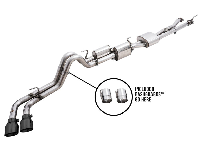 AWE Tuning 3015-33826 - AWE3015-33826 - AWE 16-22 Toyota Tacoma 0FG Catback Exhaust w/ BashGuard - Dual Diamond Black Tips - Shipped in Europe - Tuningsupply.com