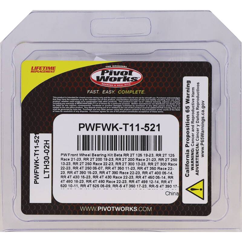Pivot Works PWFWK-T11-521 - PIVPWFWK-T11-521 - Pivot Works 19-23 Beta RR 2T 125 - Front Wheel Bearing Kit - Shipped in Europe - Tuningsupply.com