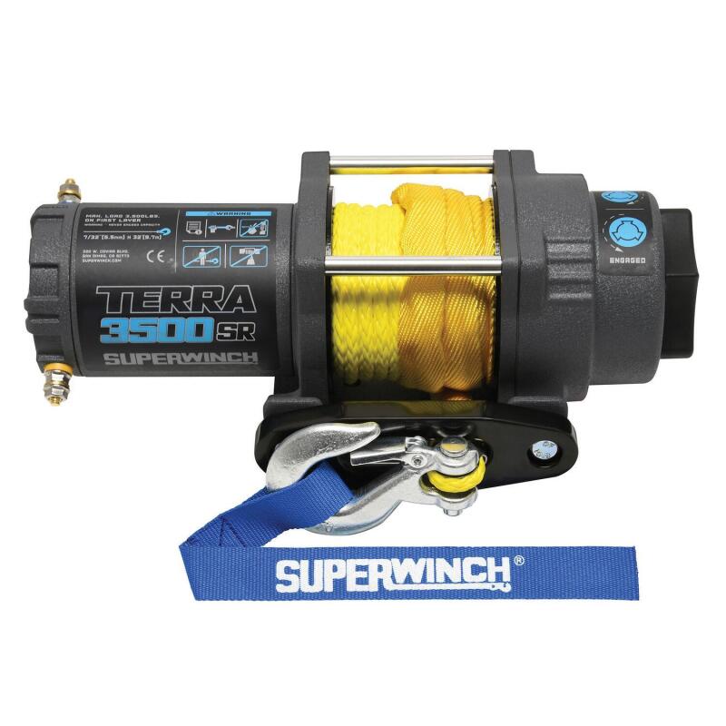 Superwinch 1135270 - SUW1135270 - Superwinch 3500 LBS 12V DC 7/32in x 32ft Synthetic Rope Terra 3500SR Winch - Gray Wrinkle - Shipped in Europe - Tuningsupply.com
