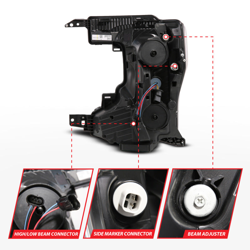 ANZO 111620X-R - ANZ111620X-R - ANZO 20-22 Ford Super Duty (Halogen) Z-Series Full LED Proj Headlights SeqSig - Pass. Side ONLY - Shipped in Europe - Tuningsupply.com