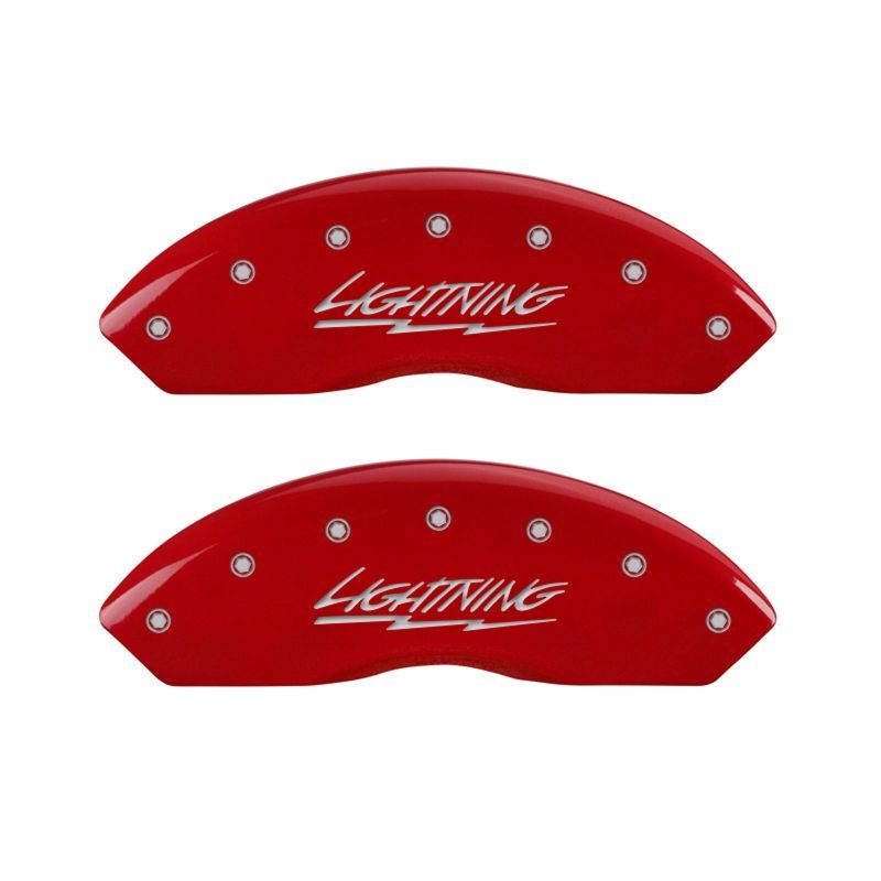 MGP 10021SLTGRD - MGP10021SLTGRD - MGP 4 Caliper Covers Engraved Front & Rear Lightning Red finish silver ch - Shipped in Europe - Tuningsupply.com