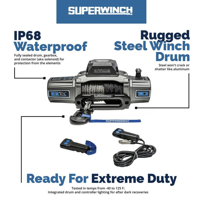 Superwinch - SUW1710200 - Superwinch 10000 LBS 12V DC 3/8in x 85ft Wire Rope SX 10000 Winch - Shipped in Europe - Tuningsupply.com