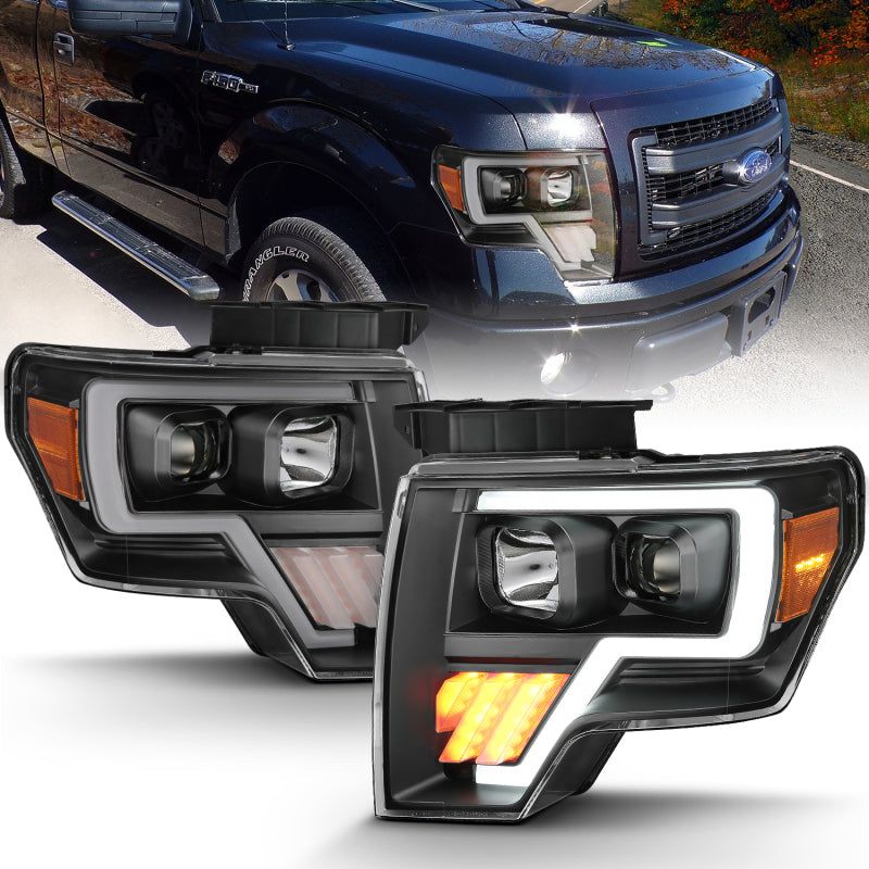 ANZO 111445 - ANZ111445 - ANZO 2009-2014 Ford F-150 Projector Light Bar G4 H.L. Black Amber - Shipped in Europe - Tuningsupply.com