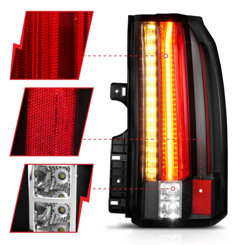 ANZO 311275 - ANZ311275 - ANZO 2015-2017 GMC Yukon/Yukon XL LED Taillights Black - Shipped in Europe - Tuningsupply.com