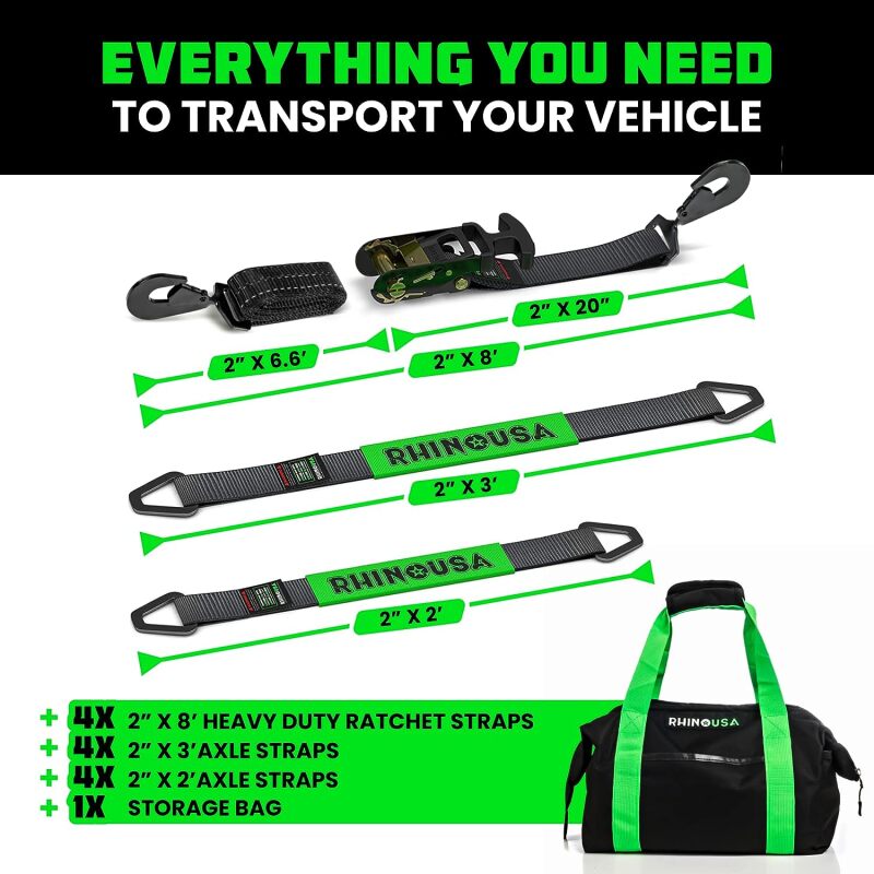 Rhino USA TD-VS2INKIT-SNAP - RSATD-VS2INKIT-SNAP - Rhino USA Heavy Duty Vehicle Tie Down Kit (Snap Hook) - Shipped in Europe - Tuningsupply.com