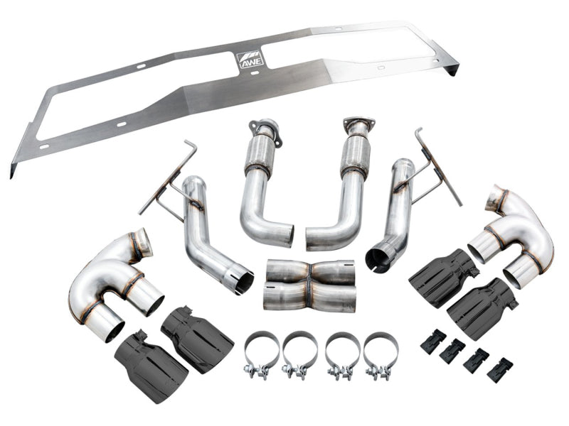 AWE Tuning 3020-43086 - AWE3020-43086 - AWE Tuning 2020 Chevrolet Corvette (C8) Track Edition Exhaust - Quad Diamond Black Tips - Shipped in Europe - Tuningsupply.com