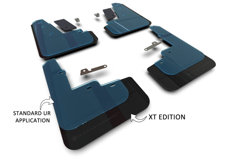 Rally Armor - RALMF96-URXT-BLK-MBK - Rally Armor 2021-25 Ford Mach-E Rally Edition Black UR Mud Flap Metallic Black Logo - Shipped in Europe - Tuningsupply.com