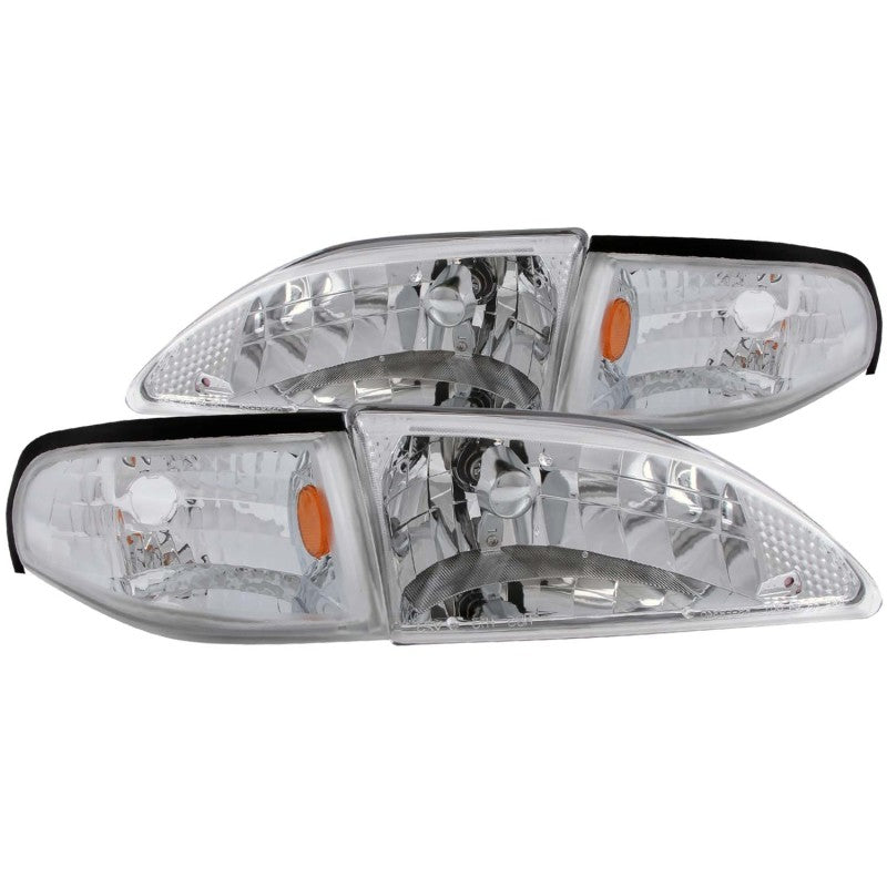 ANZO 121262 - ANZ121262 - ANZO 1994-1998 Ford Mustang Crystal Headlights Chrome - Shipped in Europe - Tuningsupply.com