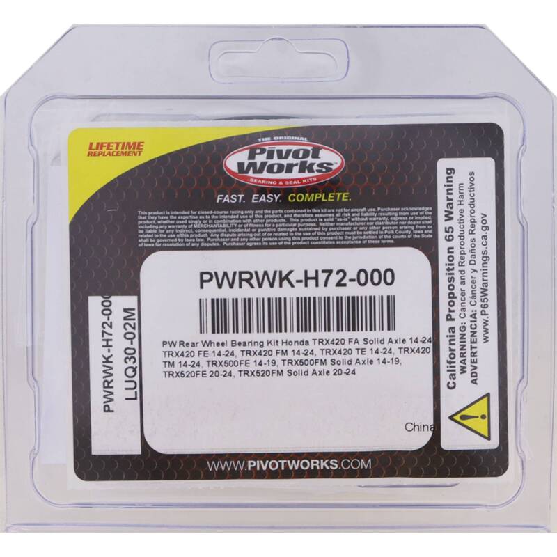 Pivot Works PWRWK-H72-000 - PIVPWRWK-H72-000 - Pivot Works 14-23 Honda TRX420 FA Solid Axle Rear Wheel Bearing Kit - Shipped in Europe - Tuningsupply.com