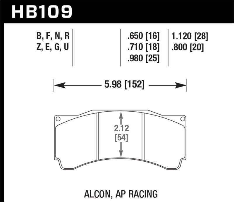 Hawk Performance HB109G.980 - HAWKHB109G.980 - Hawk AP Racing Alcon DTC-60 Race Brake Pads - Shipped in Europe - Tuningsupply.com