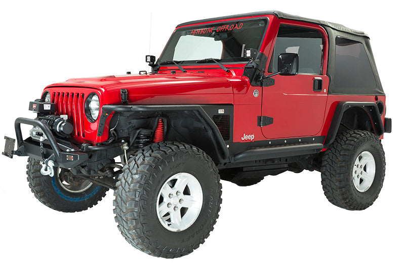 Fishbone Offroad FB23029F - FBOFB23029F - Fishbone Offroad 97-06 Jeep Wrangler TJ Steel Tube Fenders Front 3In Flare - Blk Textured Powdercoat - Shipped in Europe - Tuningsupply.com
