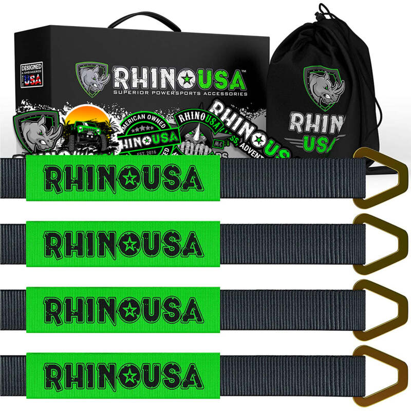 Rhino USA RNO-AXLESTRAPS - RSARNO-AXLESTRAPS - Rhino USA Axle Tie Down Straps (4-Pack) 2In X 38In - Black - Shipped in Europe - Tuningsupply.com