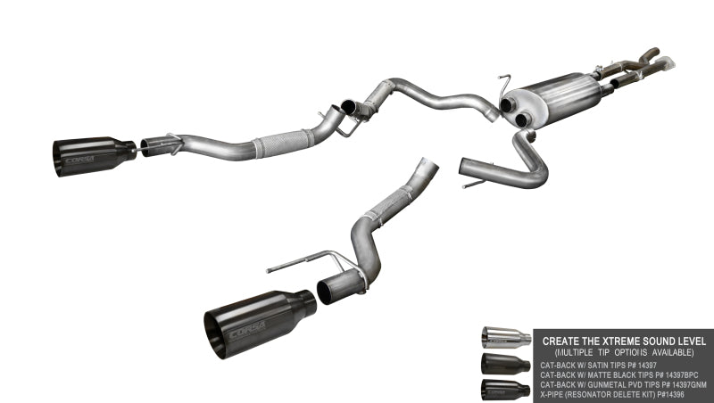 CORSA Performance 14398 - COR14398 - Corsa 2017-2020 Ford F-150 Raptor 3.5L V6 Super Cab / Super Crew Cab 3.0in Muffler Upgrade Kit - Shipped in Europe - Tuningsupply.com