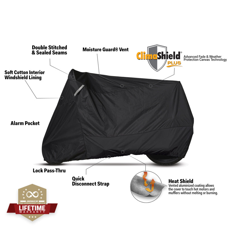 Dowco - DWC51223-00 - Dowco Cruisers (Small/Medium Models) WeatherAll Plus Motorcycle Cover - Black - Shipped in Europe - Tuningsupply.com