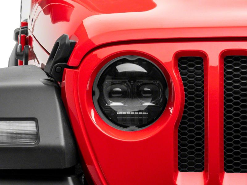 Raxiom J171705 - RAXJ171705 - Raxiom 18-23 Jeep Wrangler JL Axial Series 9-In Angel Eye LED Headlights- Black Housing (Clear Lens) - Shipped in Europe - Tuningsupply.com