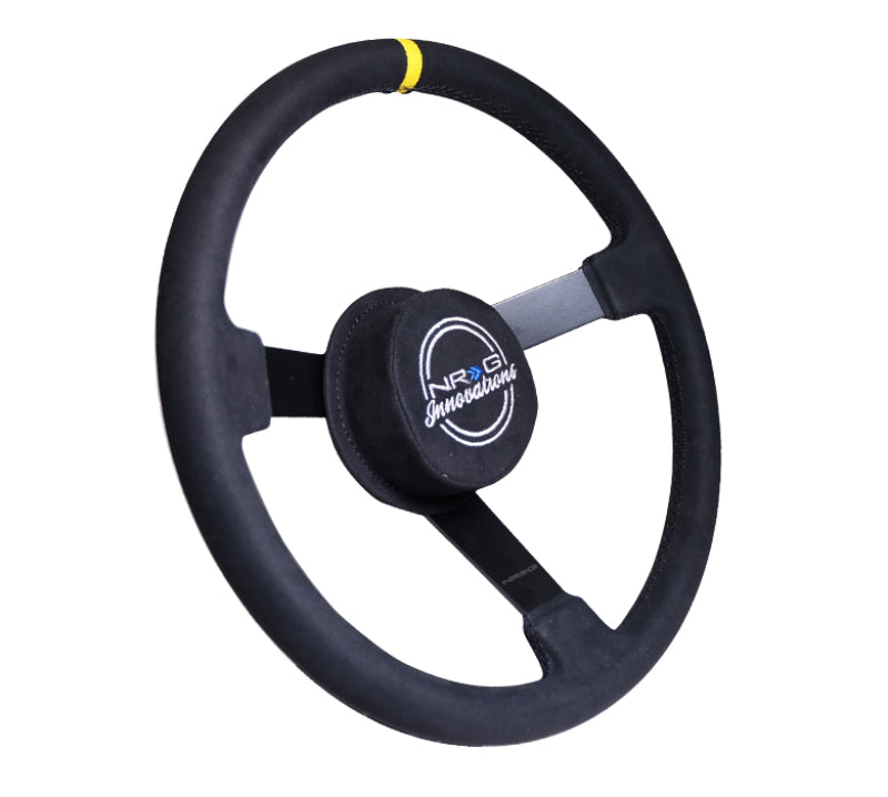 NRG RST-380MB-A - NRGRST-380MB-A - NRG Reinforced Steering Wheel (380mm) Nascar/ Alcantara 3 Spoke w/ NRG Logo/ Removable Crushed Pad - Shipped in Europe - Tuningsupply.com